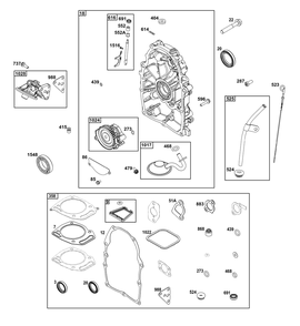 Crankcase Cover/Sump Group Diagram and Parts List for 305447-0635-G1 200000 - 399999 Briggs and Stratton Engine
